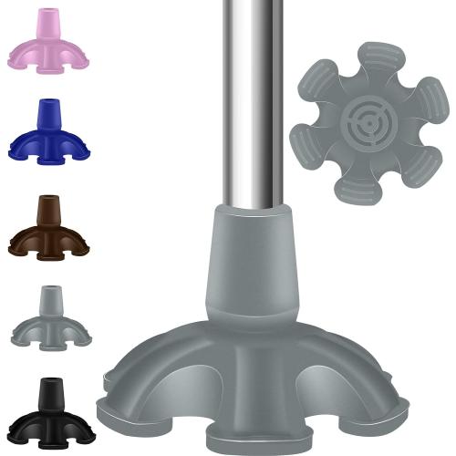 Heavy Duty Rubber Cane Tip - 6 Support Feet, 3/4 inch, Self Standing for Walking Canes & Sticks