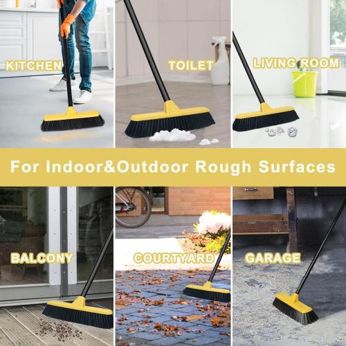 Push Broom with Long Handle, Floor Brush 51.6 inch Soft Bristle Broom 12.2 Wide for Cleaning Bathroom Kitchen Patio Garage Deck Tile