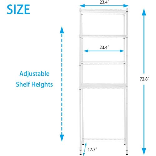 Zvyteay 4 Tier Mini Fridge Shelf Adjustable Height Storage Shelf Metal Storage Rack Mini Fridge and Microwave Stand for Dorm, Kitchen, Office, White