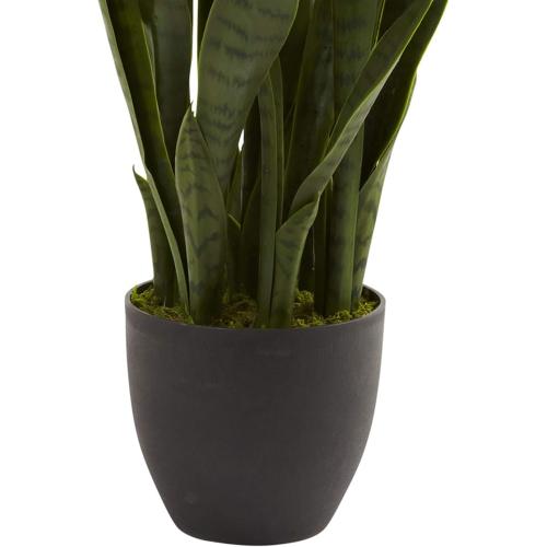 ‼️has mild stains ‼️Nearly Natural 35in Artificial Snake Plant, Sansevieria Faux Greenery with Black Planter for Indoor Home Office Decor, Low Maintenance