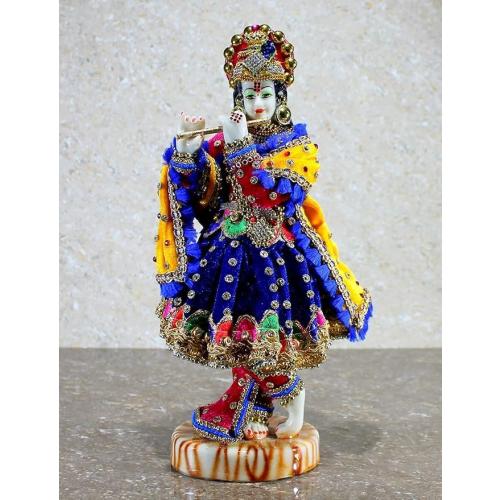 Shree Krishna Idol Thakur ji Murti Size- 11 inch Kahna ji Laddu Gopal ji Statue Karishan ji Krishna Janmashtami Home Decoration Puja Temple Krishna Fine Painting Hindu God Laddu Gopal Diwali