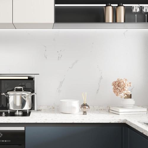 Wallercity Matte White Marble Contact Paper for Countertops Peel and Stick Kitchen Countertop Wallpaper for Cabinets Tables Waterproof Self-Adhesive Granite Wall Paper Roll for Bathroom 24x118 in