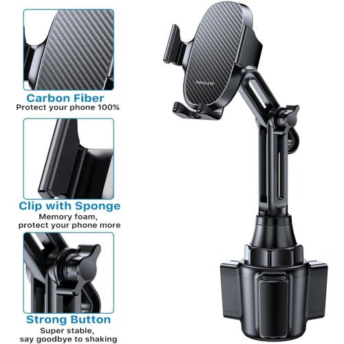 Miracase [2025 Latest Upgraded] Universal Cup Phone Holder for Car, [Rotatable & Adjustable] Long Neck Car Cup Holder Phone Mount Compatible with iPhone, Samsung, Google & More Smartphones