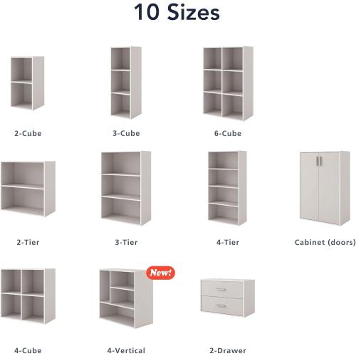 Homes: Inside   Out Apexa 4-Cube Storage Organizer Shelves, Stackable Wood Bookcase Fits Cubby Bins for Organization, Dorm Teen Room Decor & Home Office, White