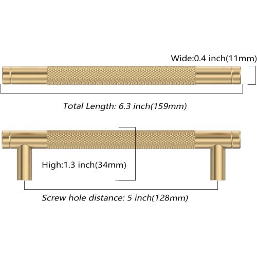 Asidrama 10 Pack 5 Inch(128mm) Champagne Bronze Cabinet Pulls Knurled Cabinet Handles Cupboard Handles Kitchen Cabinet Hardware for Cupboard Drawer Pulls
