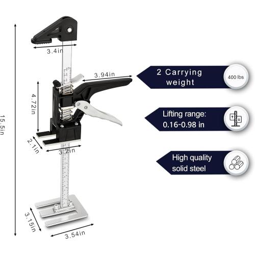 EnryKuo Labor Saving Arm Jack 2 Pack,15.5 Inch Multifunctional Furniture Lifter Jacks for Installing Cabinets and Wall Tile Height Adjuster Handheld Tool