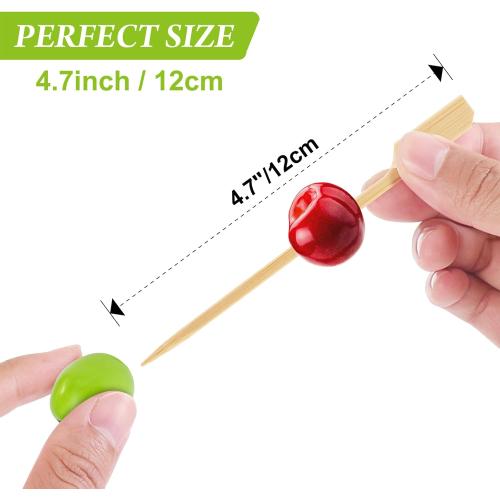 Cocktail Picks Bamboo Skewers for Appetizers, FATLODA Paddle Wooden Skewers, Fancy Flat Toothpicks for Appetizers, 4.7 IN Bamboo Sticks for Party Sandwich Fruit Charcuterie Boards Accessories