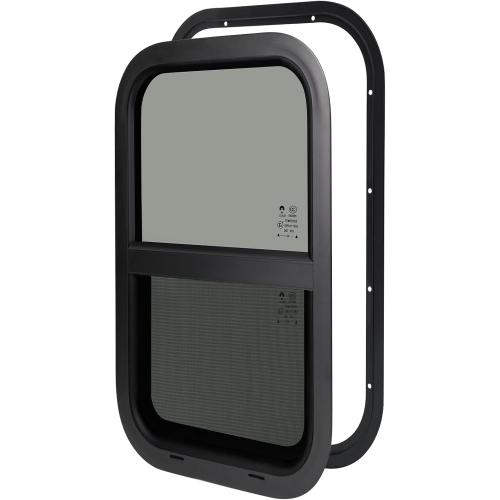 NOVINO RV Window for Cargo Trailer,Replacement RV Window for Camper Travel Trailer Utility Cargo Van Truck SUV, 12 W x 22 H, Vertical Sliding, Fit 1 or 1-1/2 Thick Wall,DOT Approved