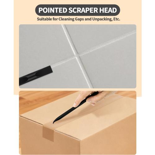 12 PCS Carbon Fiber Plastic Scrapers Tool, Non-Scratch Scraper Tool for Tight Spaces, Multi-Purpose Label Scraper Pen-Shaped, for Car Cleaning Supplies, Kitchen, Crevices, Stains (Black)