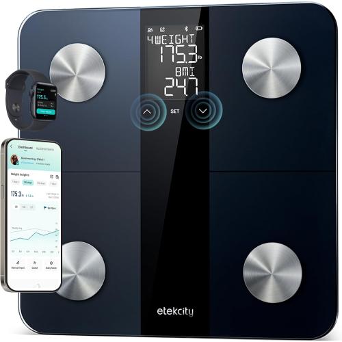 Etekcity Upgraded Smart Scale for Body Weight, Bathroom Digital Scale with BMI, Body Fat, Muscle Mass, 13 Metrics with a Large Display, Support Offline Mode and Apps Connection