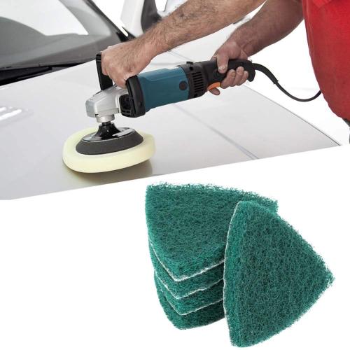 5 Pcs Triangle Scouring Pad, Scouring Stick, Self Adhesive Plate Grinding Machine Accessories, Green Scrub Pads for Surface Sanding Polishing