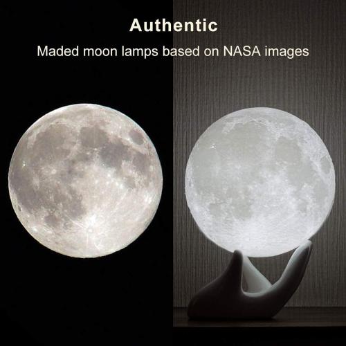 Mydethun Moon Lamp Moon Light Night Light for Kids Gift for Women USB Charging and Touch Control Brightness Warm and Cool White Lunar Lamp (3.5In Moon Light with Ceramic Hand Base)