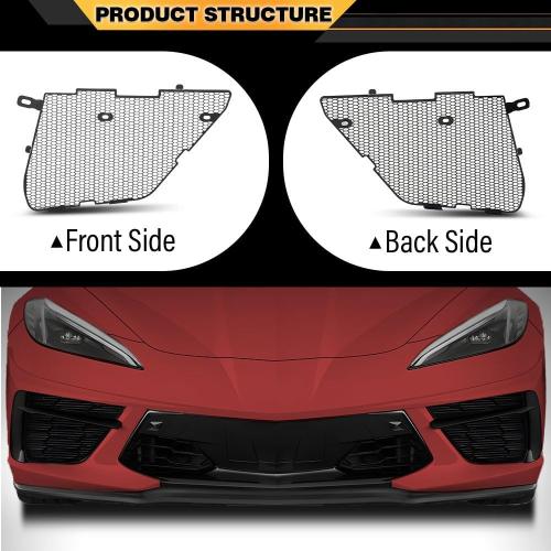 Front Grill Covers Radiator Guard Compatible with Chevy Corvette C8 2020-2024, Not Fit for Z06 Models, for Z51 Models