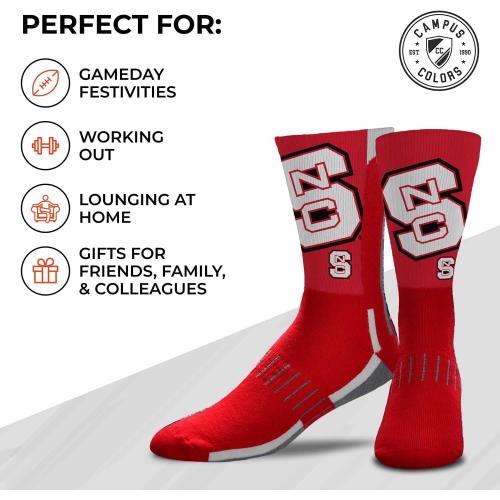 Size LG For Bare Feet NCAA Adult State and University Crew Socks - Polyester blend - Unisex - High-performance socks provide