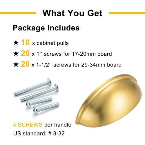 3 Inch Brushed Gold Drawer Pulls Cabinet Cup Pulls 10 Pack 1886