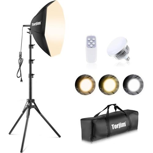 Torjim Softbox Photography Lighting Kit, 20'' x 20'' Professional Softbox Lighting Kit with 85W 3000-7500K LED Bulbs, Studio Lights for Photography/Video Recording/Live Streaming