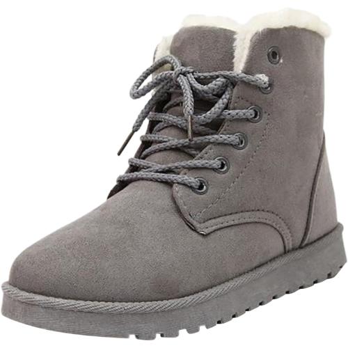 Womens Winter Snow Boots Warm Fur Lined Ankle Boots Classic Fashion Suede Lace Up Booties Casual Anti-Slip Outdoor Comfortable Booties Shoes for Women