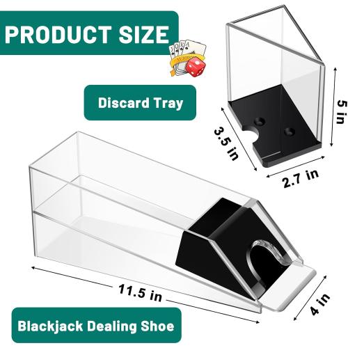 Honoson 6 Deck Blackjack Shoe and Discard Tray Acrylic, Clear