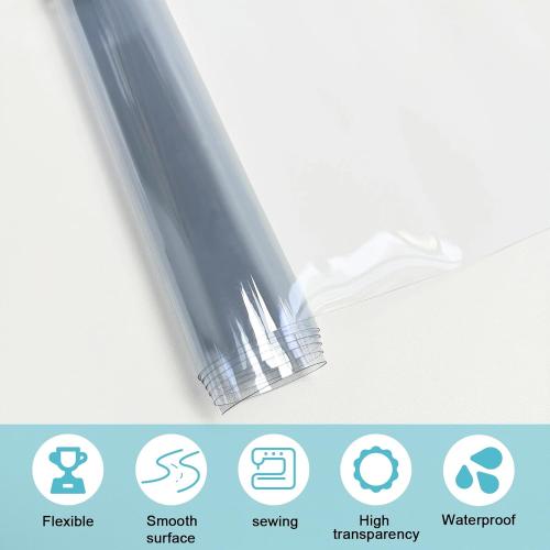 Clear Vinyl for Sewing, Clear PVC Vinyl Roll Waterproof Transparent Fabric for Bags, Hair Bows, Cosmetic Pouches, DIY Crafts