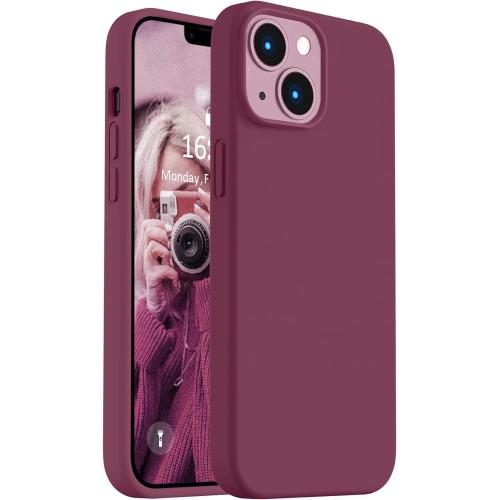 Vooii Compatible with iPhone 14 Case,[Silky Touch Premium Liquid Silicone] [Soft Anti-Scratch Microfiber Lining], Ultra Slim Shockproof Protective Case for iPhone 14 - WineRed