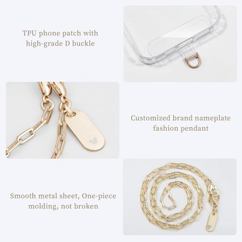 UKON Crossbody Phone Lanyard - Fashion Phone Strap with 2xTPU Tether Tab for Women - Palegold