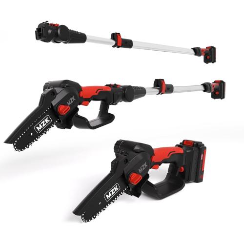 MZK 2-in-1 Cordless Pole Saw & Mini Chainsaw with 3 Replacement Chain, 20V Battery Pole Chainsaw, 4.5 Cutting Capacity, 13ft Reach Pole Saw for Tree Trimming(Battery and Fast Charger Included)