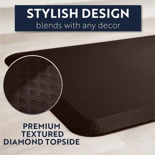 KANGAROO Anti Fatigue Mats for Kitchen Floor, 58x20, 3/4 Inch Thick Cushioned Ergonomic Mat, Reduce Foot Pressure, Waterproof Comfort Rug for Under Sinks, Office Standing Desk, Store Floors, Brown