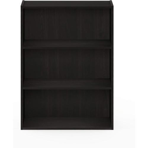 Furinno PASIR Book Shelf, 3-Tier Bookshelf, Storage Shelves Bookcase, 9.7 x 23.7 x 31.5, for Living Room, Bedroom, Home Office, Espresso