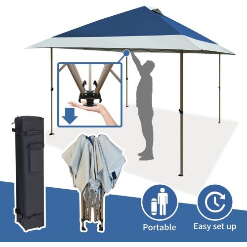 OUTDOOR LIVING SUNTIME 13x13 Instant Easy Pop Up Canopy, Navy | Portable Commercial Gazebo, Camping Gazebo Tent Shelter, Wheeled Roller Carry Bag, Bonus Weight Sandbags, Stakes, Ropes