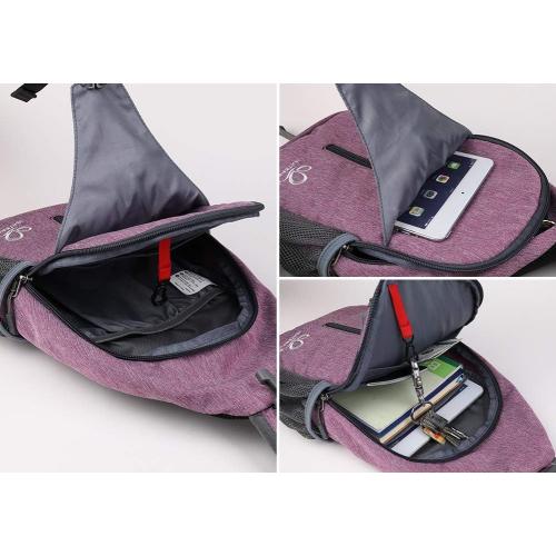 WATERFLY Crossbody Sling Backpack Sling Bag Travel Hiking Chest Bag Daypack (Purple)