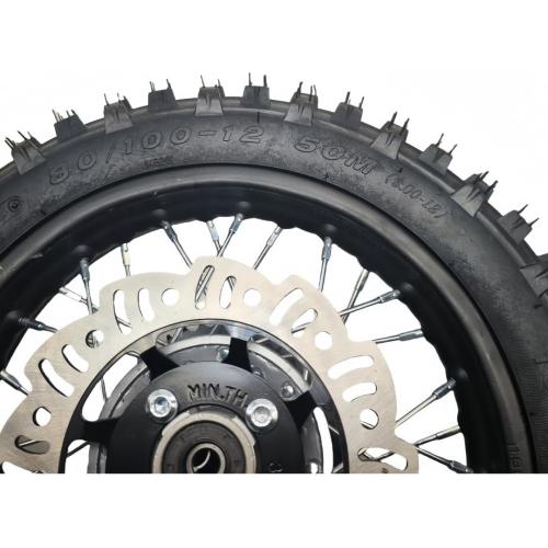 12 Rear Wheel Rim Tire Assembly for Dirt Bike 80/100-12 3.00-12 12mm axle Rear Wheel Rim Tire Fits 50cc-125cc dirt bike TTR SSR CRF Apollo Includes brake disc and sprocket