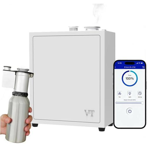 4000 Sq.Ft HVAC Smart Scent Diffuser for Home All-Metal Material. Suitable for Large residences, Hotels or Offices. Capacity 500 ml. Supports Bluetooth APP Control.