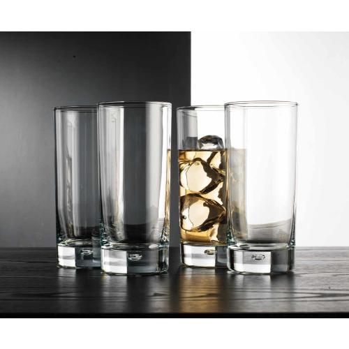 Home Essentials & Beyond Highball Glasses set of 4, 17 oz Drinking Glasses, Red Series Heavy Bubble Base