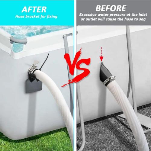 2pcs Swimming Pool Pipe Holders, with 2 Ties& 2 Adhesive Tape& 4 Pipe Clamp, Pool Hose Support Bracket, for 1.18-1.49 inches Dia Pipes, for Above Ground Pool-Hoses, Preventing Pipes Sagging Accessory