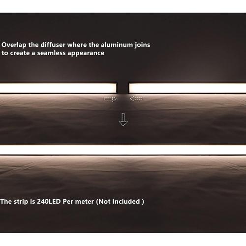 THMOOTHER LED Strip U Channel Diffuser 6-Pack 1FT,17X7.5MM Surface Mounted Aluminum Track with UV Resistance Milky Cover Cabinet Flush Installed Low Profile with Double Sided Tape