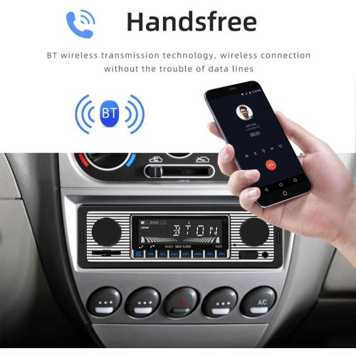 Classic 7 Single Din Car Radio,Bluetooth Car Stereo, FM Radio,Car Audio Receiver, Voice Control,Hands-Free Calling, Built-in Microphone,USB/SD/AUX,Support MP3/WMA/WAV, Dual.Car Multimedia Player