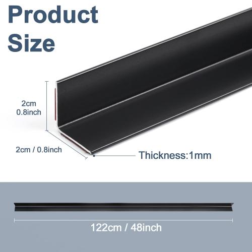 4Pack 48″ Decorative Metal Inside Corner Trim, Aluminum Peel and Stick Molding Trim for Walls, Baseboard, Ceiling, Backsplash Panel, Kitchen, Toilets, Bathroom, Tiles (48in×0.8in×0.8in,Black)