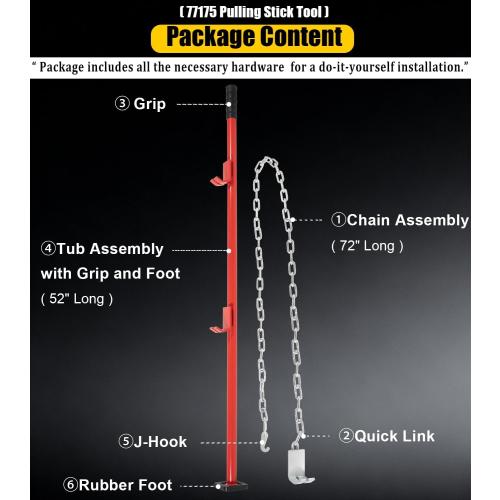 Camoo ???????????????????????????????? 77175 Pulling Stick Tool for Boat Car Repair (52 Long), Auto Body Puller Alignment Bar & 72 Chain for Aligning Bumpers, Panels, Hoods, Decks and Brackets Pull Stick XL