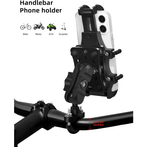 Motorcycle Phone Mount with Vibration Dampener, One-Hand Operation Bike Phone Holder Holds 4.7-7.1 Cell Phones on Handlebar, ATV Cell Phone Holder for Bike Motorcycle Scooter ATV