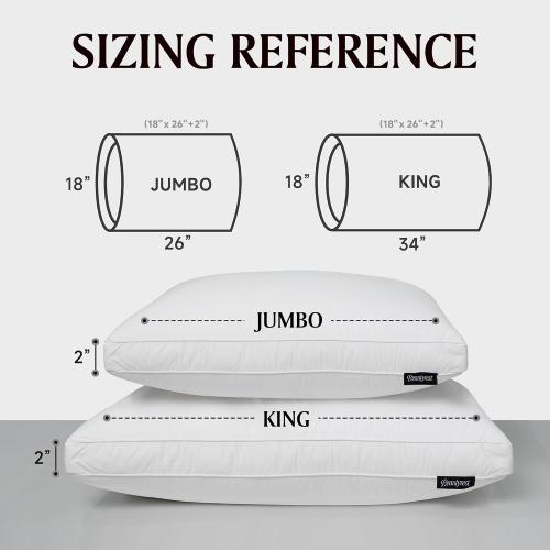Beautyrest Goose Feather Down Fiber Gusseted Pillows, Firm Hotel Pillow Luxury Bed Pillows, 100% Cotton Cover, King Size Set of 2