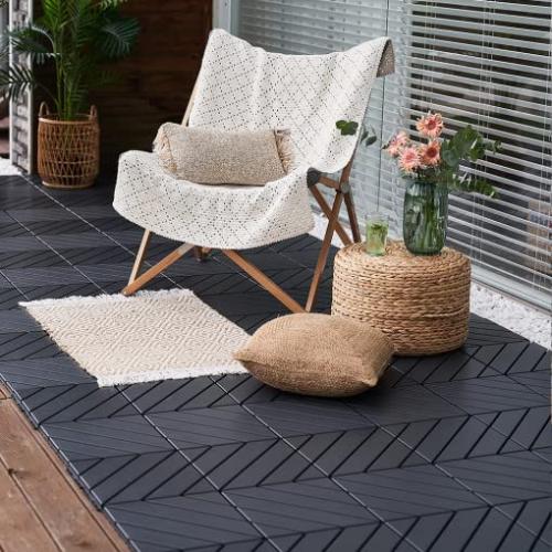9 sq. ft Plastic Interlocking Deck Tiles, 9 Pack Patio Deck Tiles, 12x12 Waterproof Outdoor Flooring All Weather Use, Patio Floor Decking for Porch Poolside Balcony Backyard, Grey