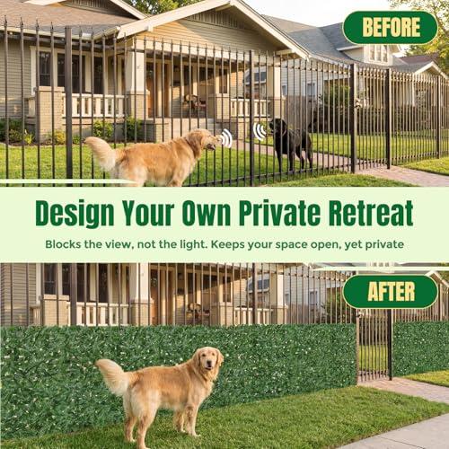 KASZOO Artificial Ivy Privacy Fence Screen - 120x40in Artificial Faux Privacy Fence Panel Artificial Green Wall Balcony Privacy Screen Decoration for Patio, Balcony, Wall, Backyard Indoor Outdoor