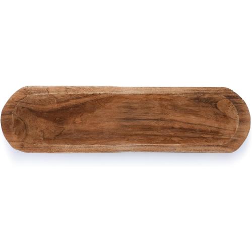 Xaatren Large Wooden Dough Bowl Decorative Wooden Bowl Rustic Long Dough Bowls Decor for Farmhouse Home Dining Table Centerpiece Living Room Kitchen Decorations(20 x 6 Inch,Brown)
