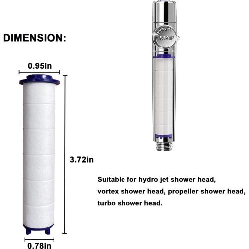 High Pressure Handheld Turbo Fan Shower Head PP-Cotton Filter Cartridge,3.7in Detachable Propeller Hydro Jet Shower Head Filter,set of 12