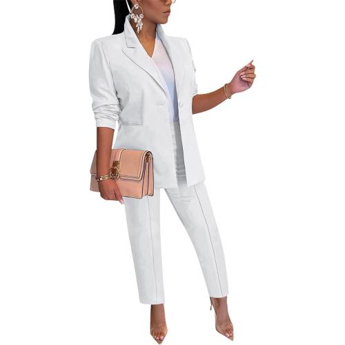 HuiSiFang Women's Blazer and Pants 2 Piece Suits 2025 Fall Fashion Solid Color Casual Blazer Sets Size medium