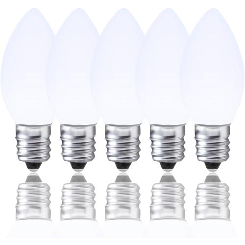 C7 Cool White LED Bulbs Dimmable Christmas Lights, 25 Pack, 0.72W Indoor/Outdoor, Waterproof, Night Light, E12 Base, IP65