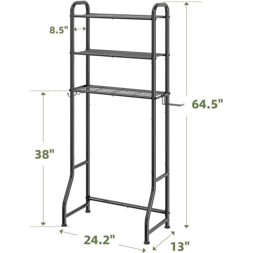 Simple Trending Over The Toilet Storage Rack, Metal 3 Tier Bathroom Organizer Shelf with Paper Holder and 3 Hooks, Freestanding Shelf Space Saver Above Toilet,Black‼️shelf covers not included may be missing hardware, small scratches‼️