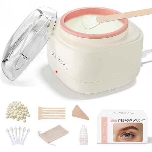 Mini Eyebrow Wax Kit for Women, Wax for Eyebrows Hair Removal, 26 Eye brow Waxing Sticks, 100g Brow Waxing Beads, USB Fast Heat, Smart Constant Temp, Travel or Home Use