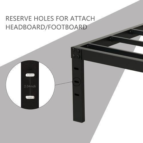 Queen Size Bed Frame with Steel Slats Support, Sturdy and Durable, No Box Spring Needed, 16 Inch High 3500lbs Heavy Duty Metal Platform Frames with Storage, Noise-Free, Black