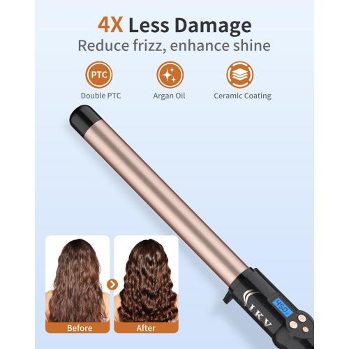1 Inch Curling Wand Long Barrel, Dual Voltage Hair Curling Iron Wand Ceramic for Long Hair,10 Adjustable Temp